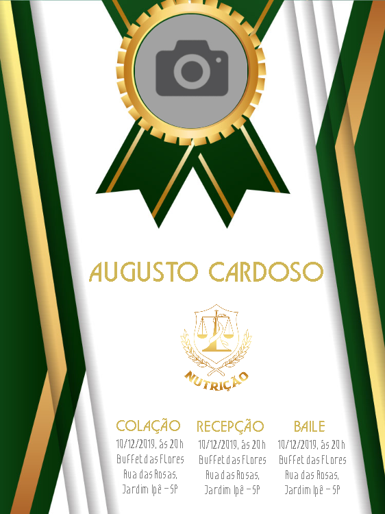 Convite de Formatura Elegante com Foto para Editar Online Convite de Formatura Elegante com Foto para Editar Online