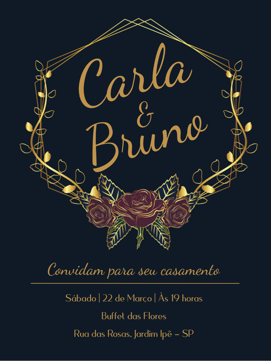 Convite de Casamento Floral e Geométrico para Editar Online Convite de Casamento Floral e Geométrico para Editar Online