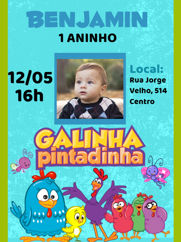 Convite Aniversário Galinha Pintadinha com Foto para Editar Convite Aniversário Galinha Pintadinha com Foto para Editar