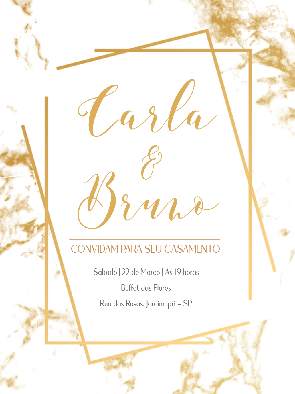 Convite de Casamento Mármore Dourado para Editar Online Convite de Casamento Mármore Dourado para Editar Online