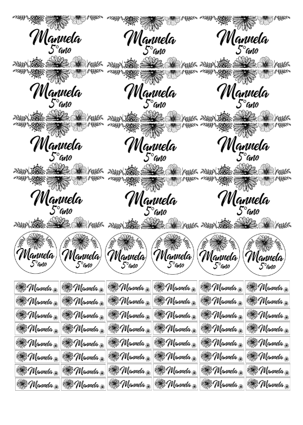 Kit de Etiquetas Escolares Florais para Editar e Imprimir Kit de Etiquetas Escolares Florais para Editar e Imprimir