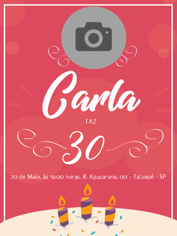Convite de Aniversário Feminino com Foto para Editar Online Convite de Aniversário Feminino com Foto para Editar Online