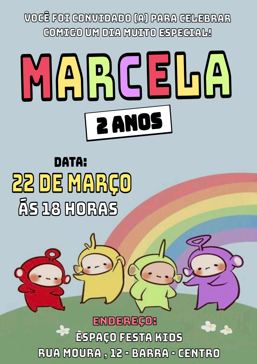 Convite de Aniversário Teletubbies Editável Online Convite de Aniversário Teletubbies Editável Online