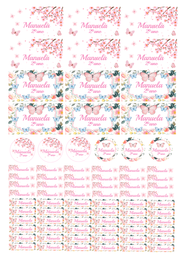 Kit Etiqueta Escolar Borboletas para Editar e Imprimir Kit Etiqueta Escolar Borboletas para Editar e Imprimir