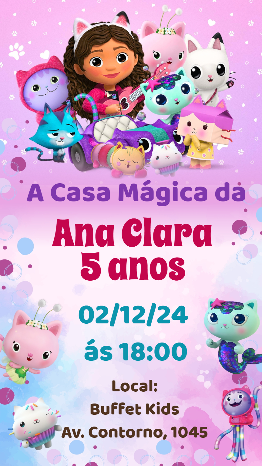 Convite Aniversário A Casa Mágica da Gaby para Editar Online Convite Aniversário A Casa Mágica da Gaby para Editar Online