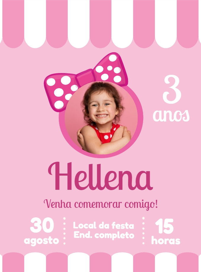 Convite Aniversário Minnie Rosa com Foto para Editar Online Convite Aniversário Minnie Rosa com Foto para Editar Online