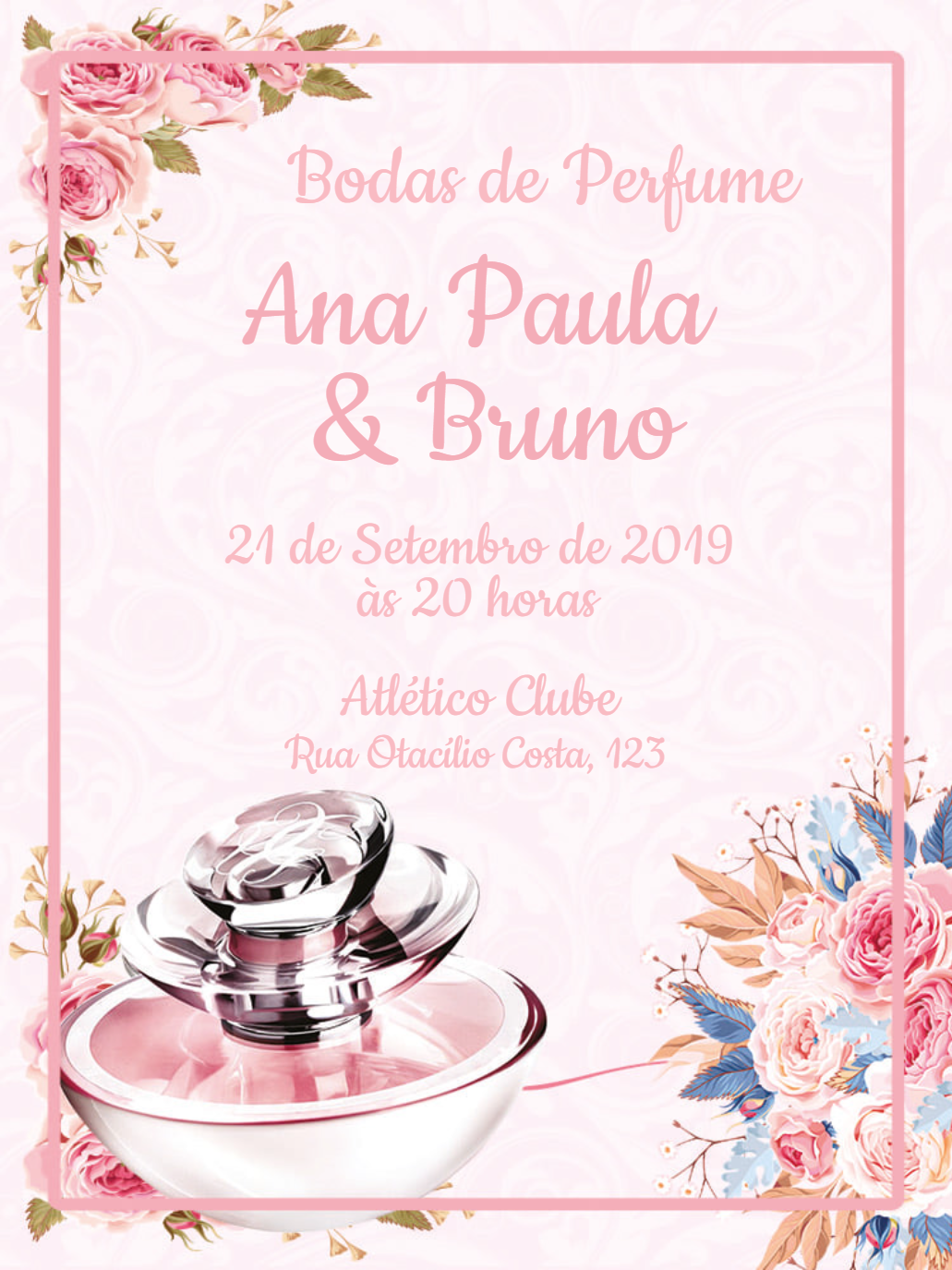 Convite Bodas de Perfume Floral Delicado para Editar Online