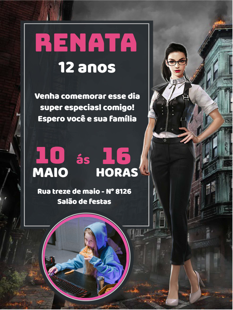 Convite de Aniversário Free Fire com Foto para Editar Online Convite de Aniversário Free Fire com Foto para Editar Online