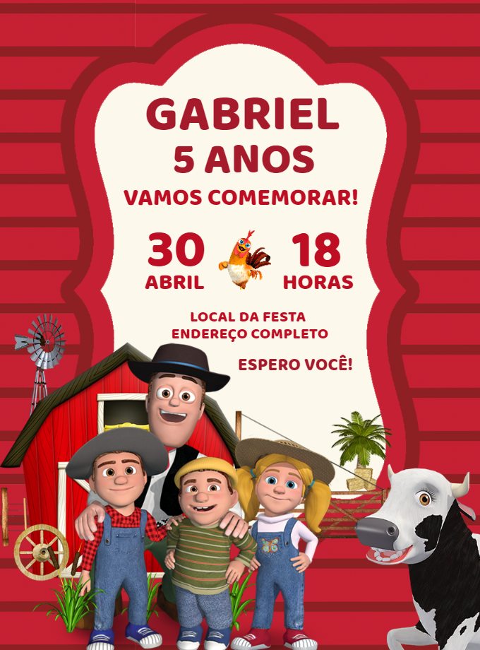 Convite de Aniversário Fazendinha do Zenon Editável Online Convite de Aniversário Fazendinha do Zenon Editável Online