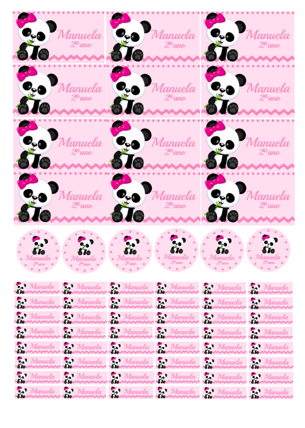 Etiqueta Escolar Panda Rosa Fofa para Editar e Imprimir Online Etiqueta Escolar Panda Rosa Fofa para Editar e Imprimir Online