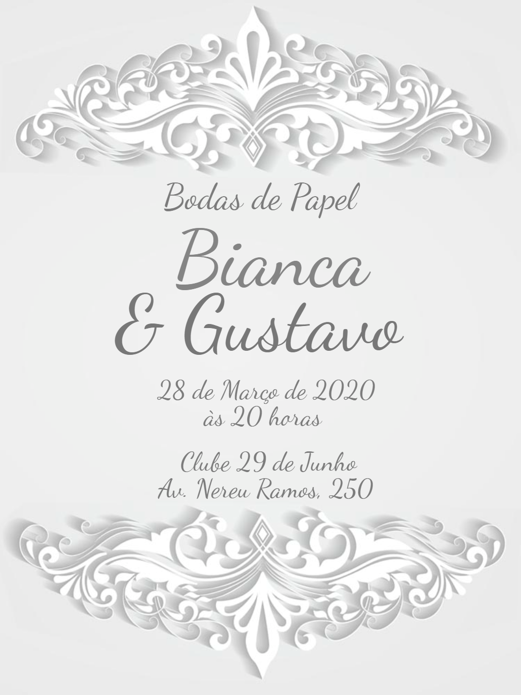 Convite Bodas de Papel Elegante para Editar Online Convite Bodas de Papel Elegante para Editar Online