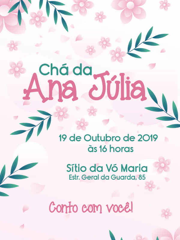 Convite Chá de Panela Floral Delicado para Editar Online Convite Chá de Panela Floral Delicado para Editar Online