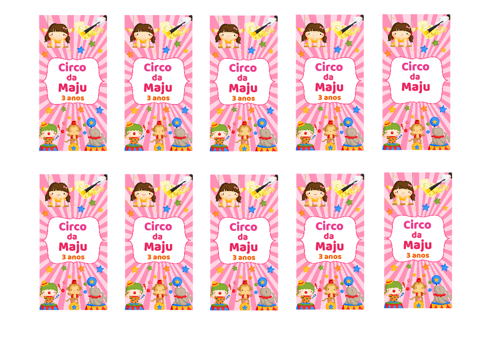 Adesivo Aniversário Circo Rosa para Editar Online Adesivo Aniversário Circo Rosa para Editar Online