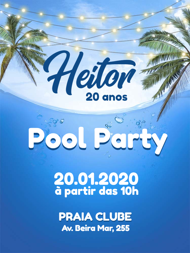 Convite de Aniversário Pool Party para Editar Online Convite de Aniversário Pool Party para Editar Online