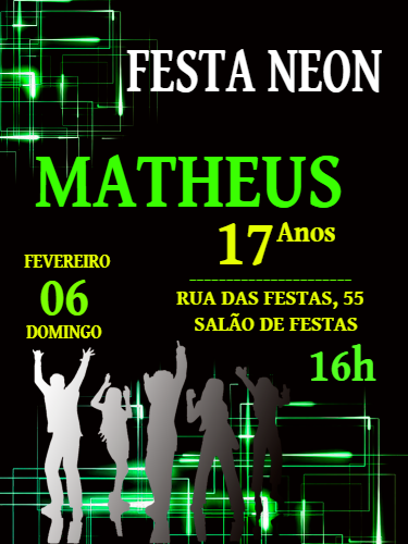 Convite Aniversário Balada Neon para Editar Online Convite Aniversário Balada Neon para Editar Online