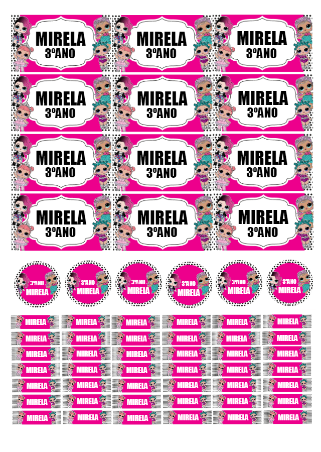 Etiquetas Escolares LOL Surprise para Editar e Imprimir Etiquetas Escolares LOL Surprise para Editar e Imprimir