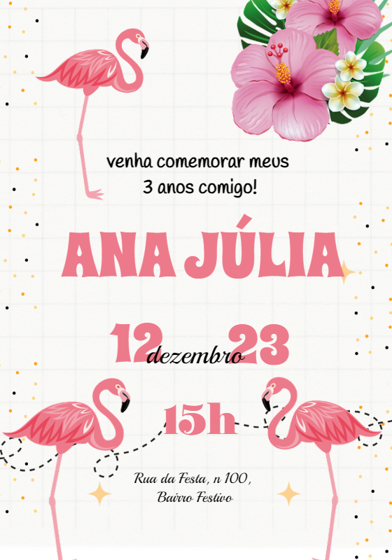 Convite Aniversário Flamingo Tropical para Editar Online Convite Aniversário Flamingo Tropical para Editar Online