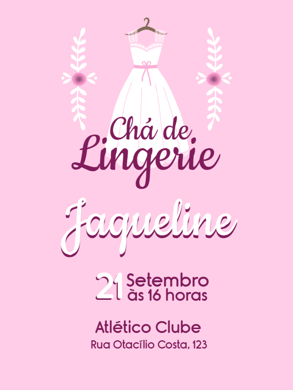 Convite Chá de Lingerie Delicado com Flores para Editar Online Convite Chá de Lingerie Delicado com Flores para Editar Online