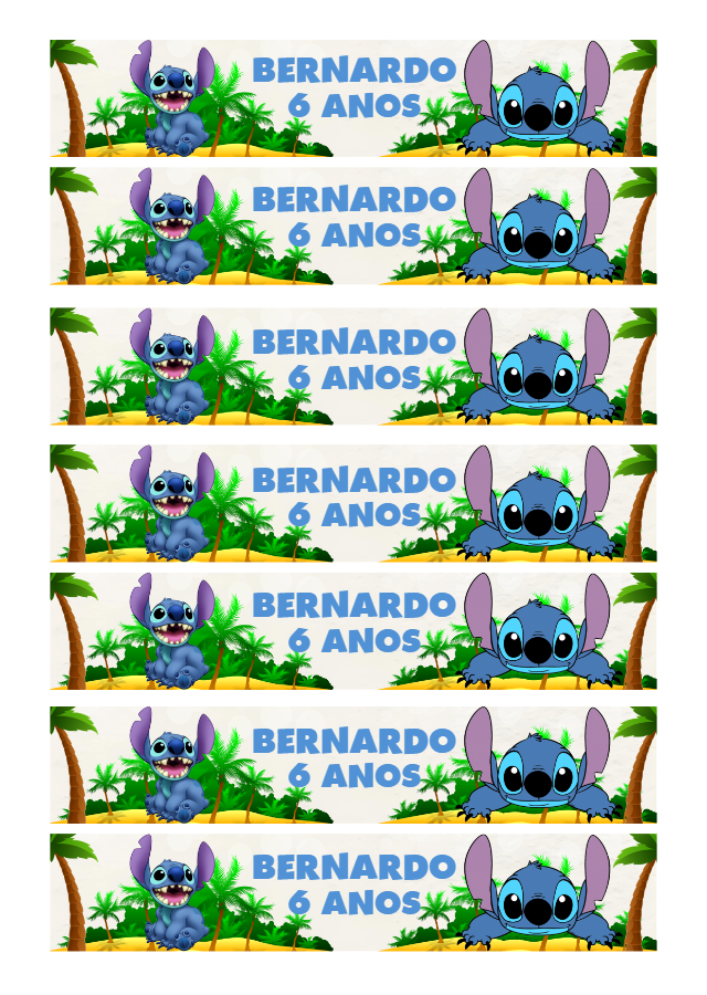 Rótulo Stitch para Garrafinha de Aniversário Editável Online Rótulo Stitch para Garrafinha de Aniversário Editável Online