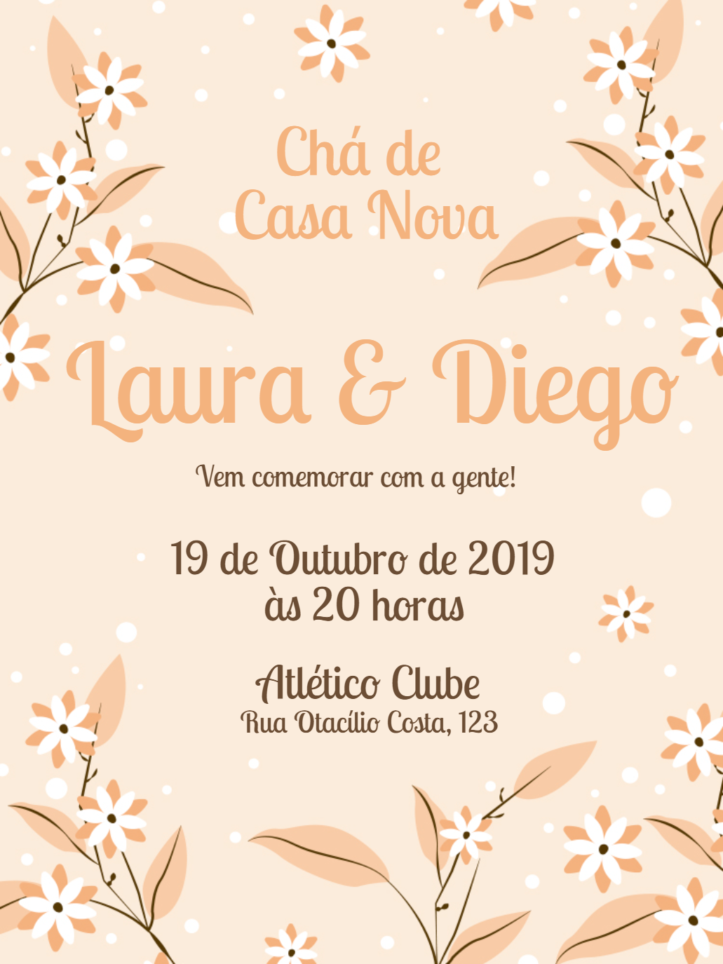 Convite Chá de Casa Nova Floral Delicado para Editar Online Convite Chá de Casa Nova Floral Delicado para Editar Online