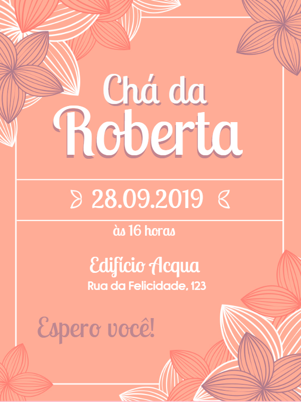 Convite de Chá de Panela Floral Delicado para Editar Online