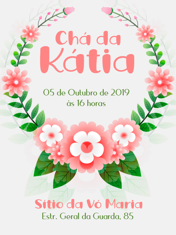 Convite Chá de Panela Floral Delicado para Editar Online Convite Chá de Panela Floral Delicado para Editar Online