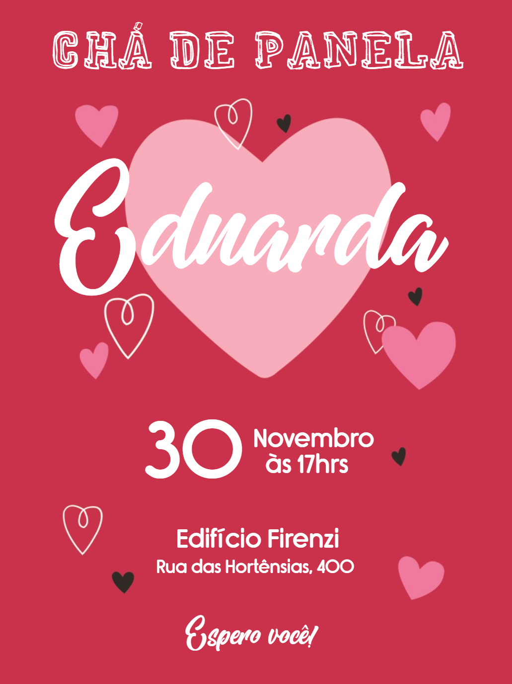 Convite Chá de Panela Corações Romântico para Editar Online Convite Chá de Panela Corações Romântico para Editar Online