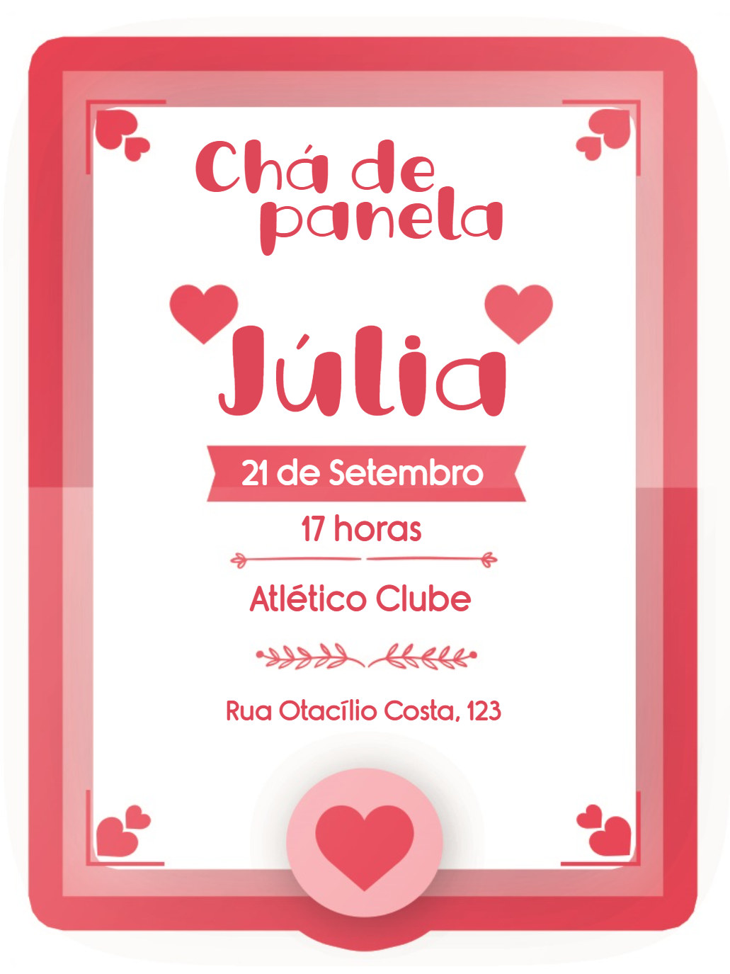 Convite Chá de Panela Corações Romântico para Editar Online Convite Chá de Panela Corações Romântico para Editar Online