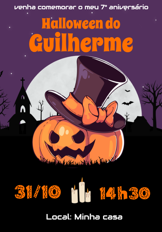Convite de Aniversário Halloween com Abóbora para Editar Online Convite de Aniversário Halloween com Abóbora para Editar Online