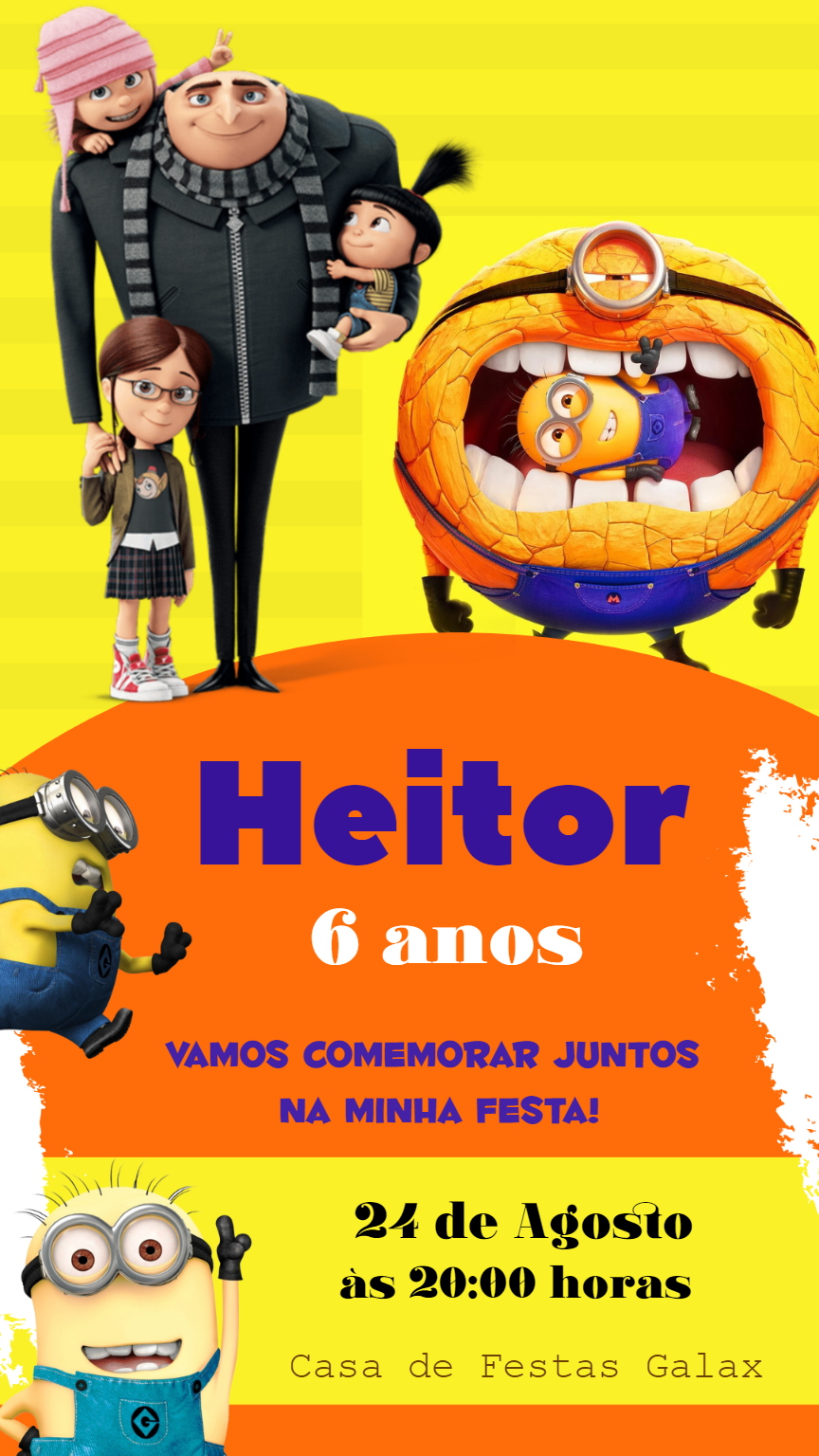 Convite Aniversário Meu Malvado Favorito para Editar Online Convite Aniversário Meu Malvado Favorito para Editar Online