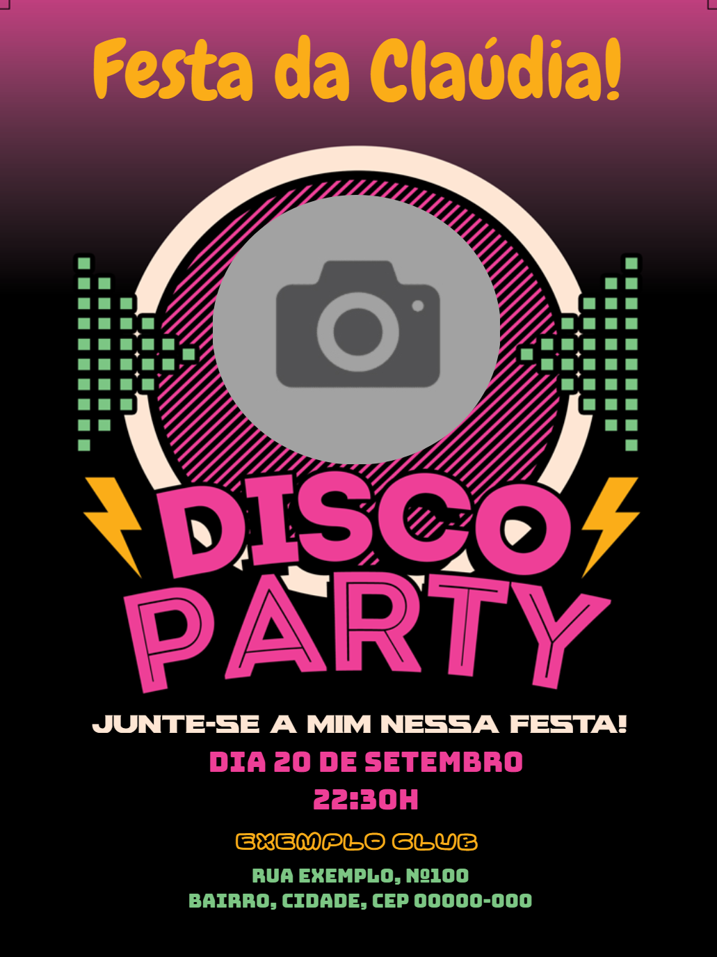 Convite de Aniversário Balada com Foto para Editar Online Convite de Aniversário Balada com Foto para Editar Online