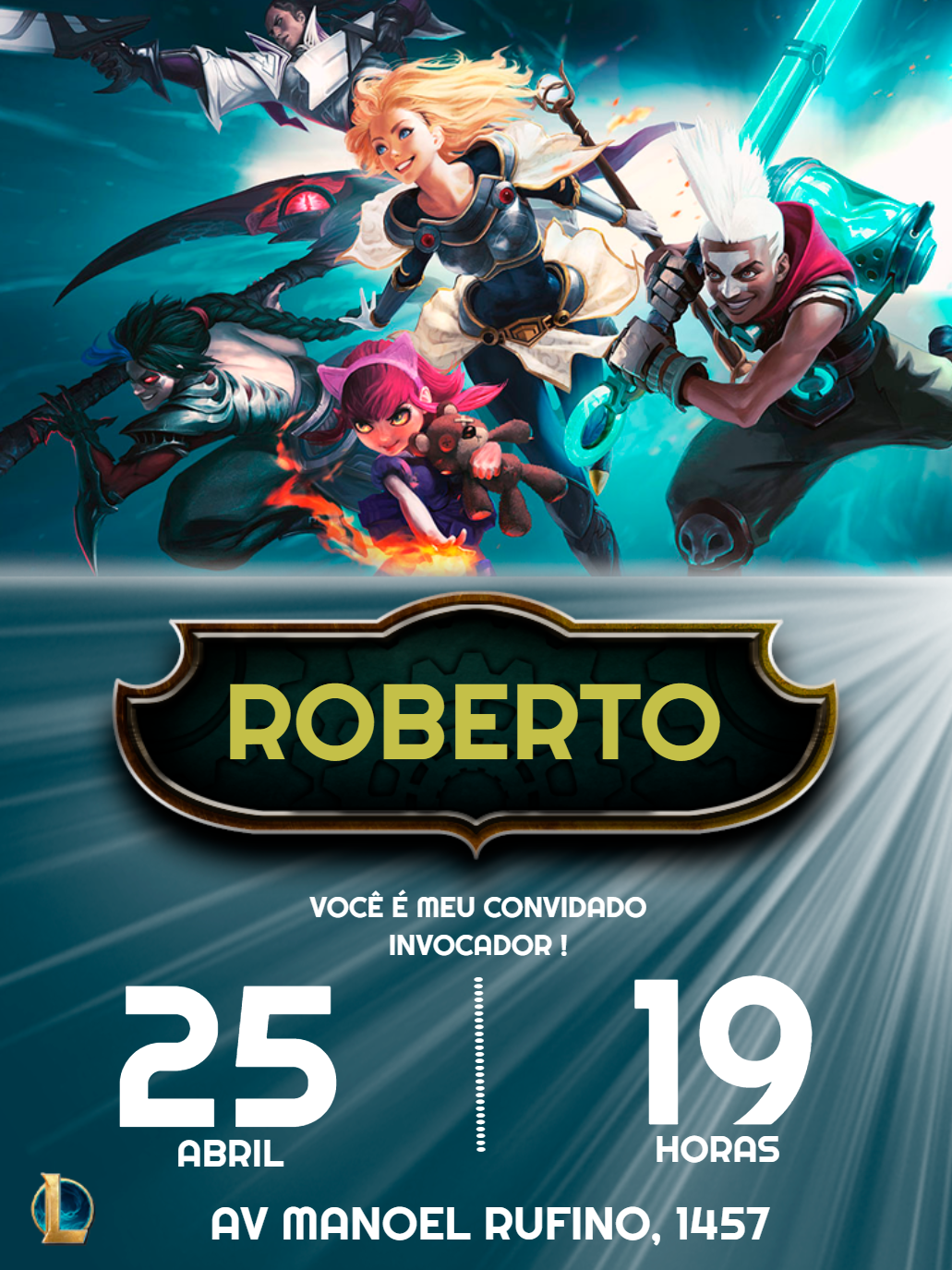 Convite de Aniversário League of Legends para Editar Online Convite de Aniversário League of Legends para Editar Online