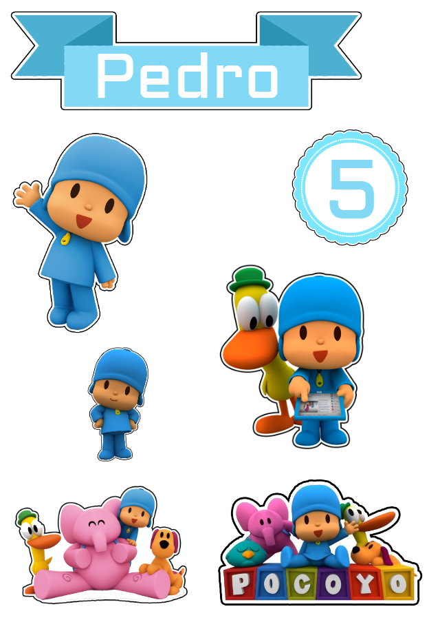 Topo de Bolo Pocoyo com Personagens para Editar e Imprimir Topo de Bolo Pocoyo com Personagens para Editar e Imprimir