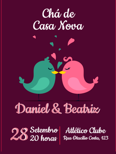 Convite Chá de Casa Nova Passarinhos para Editar Online Convite Chá de Casa Nova Passarinhos para Editar Online