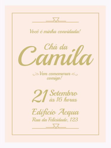 Convite de Chá de Panela Elegante para Editar Online