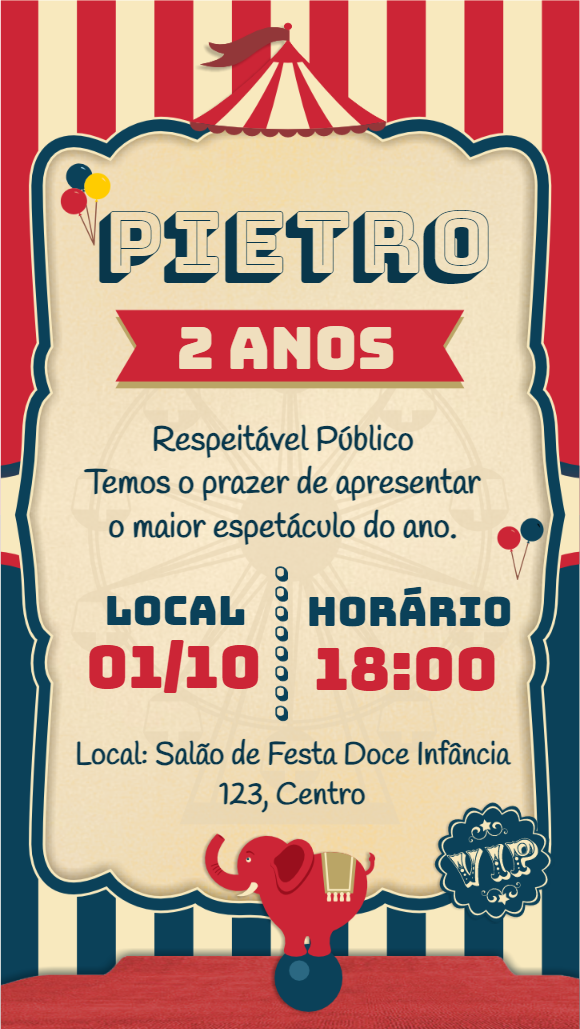 Convite Aniversário Circo Vintage Editável Online Convite Aniversário Circo Vintage Editável Online