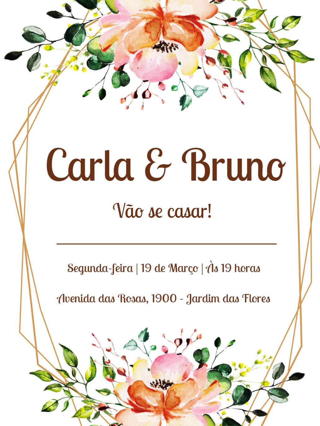 Convite de Casamento Floral Boho Chic para Editar Online Convite de Casamento Floral Boho Chic para Editar Online