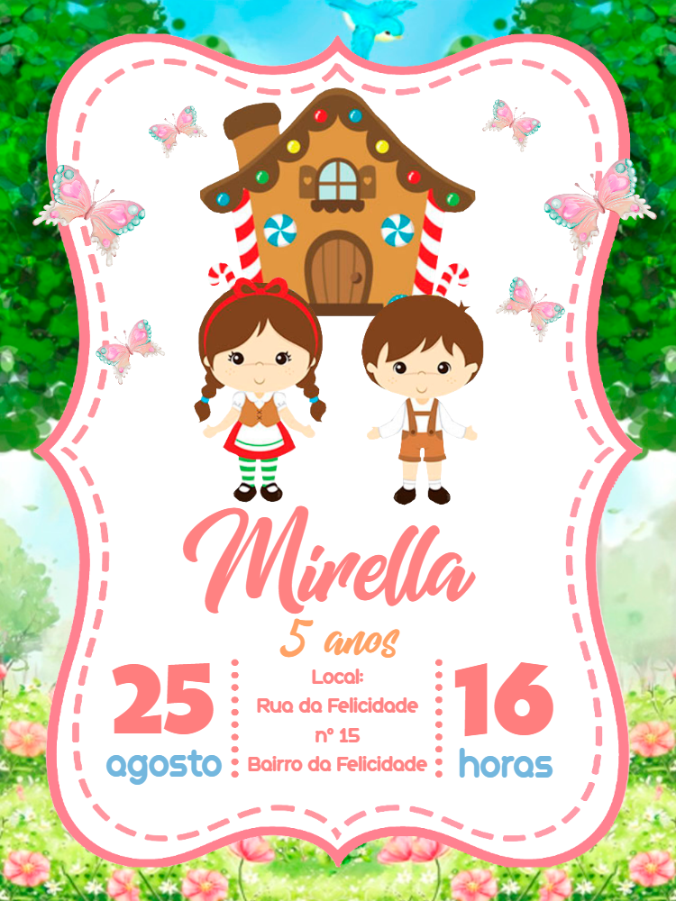 Convite de Aniversário João e Maria para Editar Online Convite de Aniversário João e Maria para Editar Online