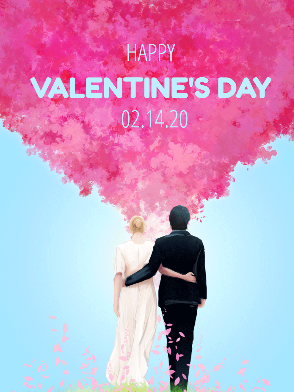 Post Dia dos Namorados com Casal Romântico para Editar Online