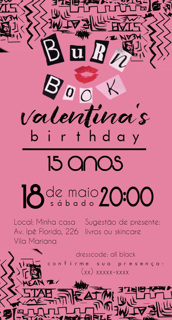 Convite Aniversário Meninas Malvadas Editável Online