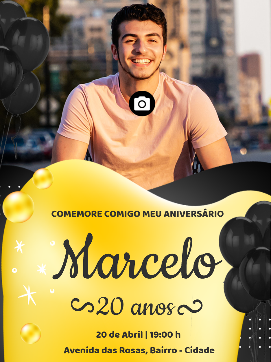 Convite de Aniversário Masculino com Foto para Editar Online