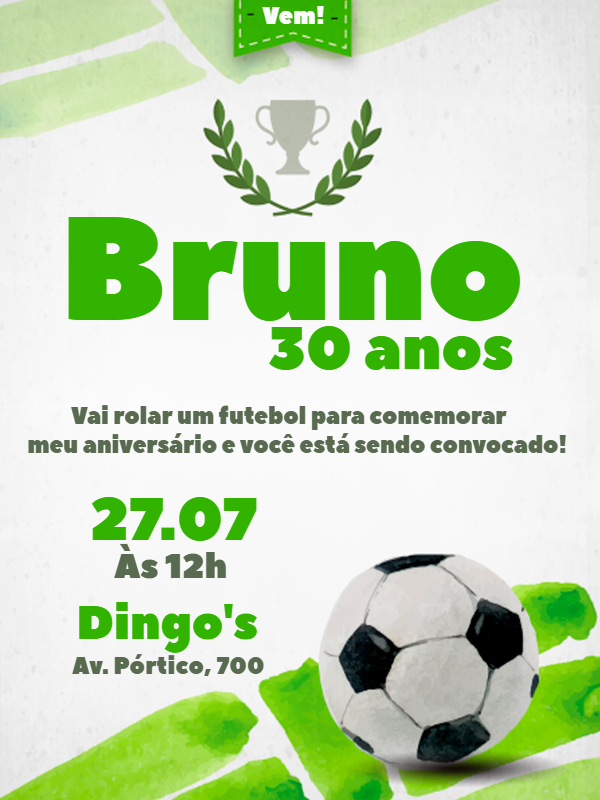 Convite de Aniversário Tema Futebol para Editar Online Convite de Aniversário Tema Futebol para Editar Online