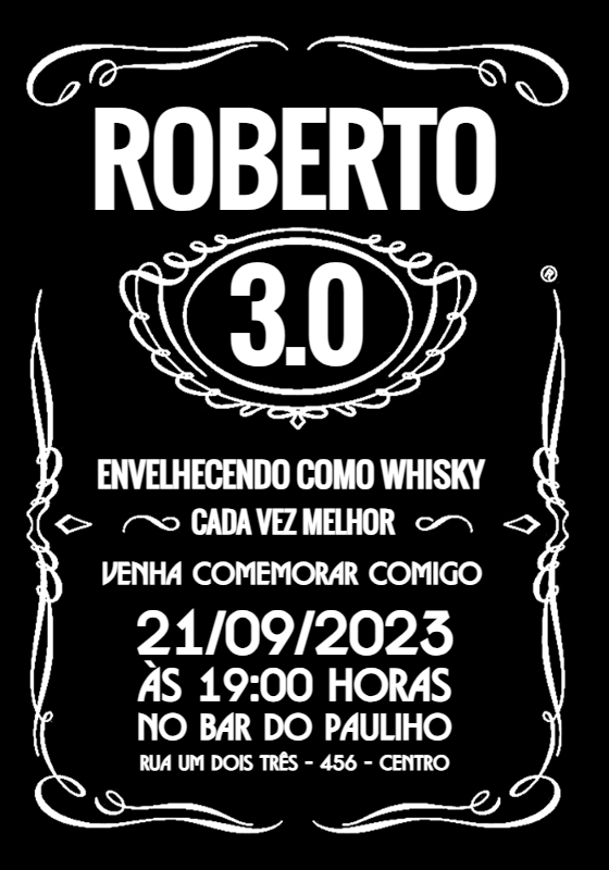 Convite de Aniversário Adulto Tema Whisky para Editar Online Convite de Aniversário Adulto Tema Whisky para Editar Online