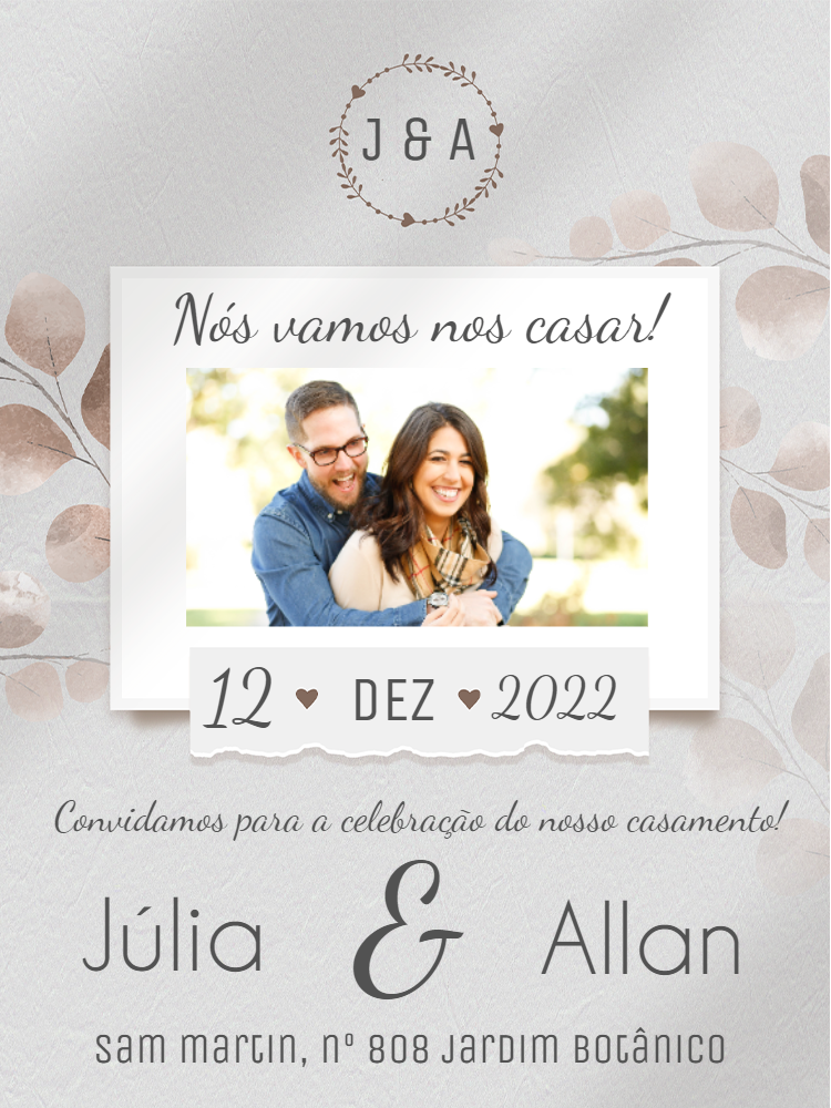 Convite de Casamento com Foto para Editar Online Convite de Casamento com Foto para Editar Online