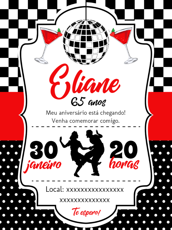 Convite de Aniversário Anos 60 Editável Online para Imprimir Convite de Aniversário Anos 60 Editável Online para Imprimir