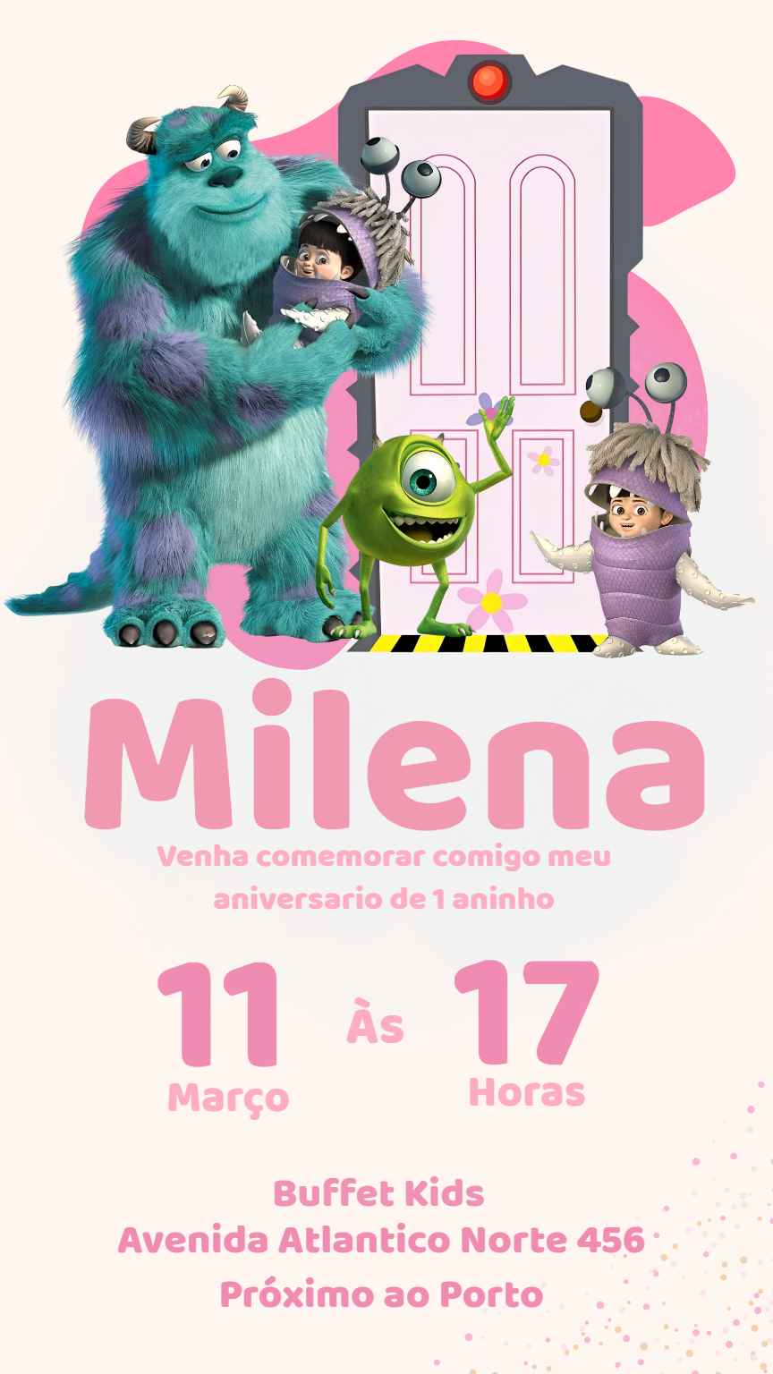 Convite de Aniversário Monstros S.A. para Editar Online Convite de Aniversário Monstros S.A. para Editar Online