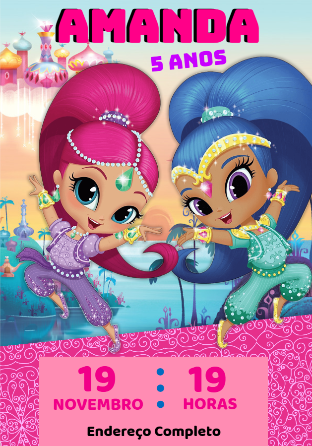 Convite de Aniversário Shimmer e Shine para Editar Online Convite de Aniversário Shimmer e Shine para Editar Online