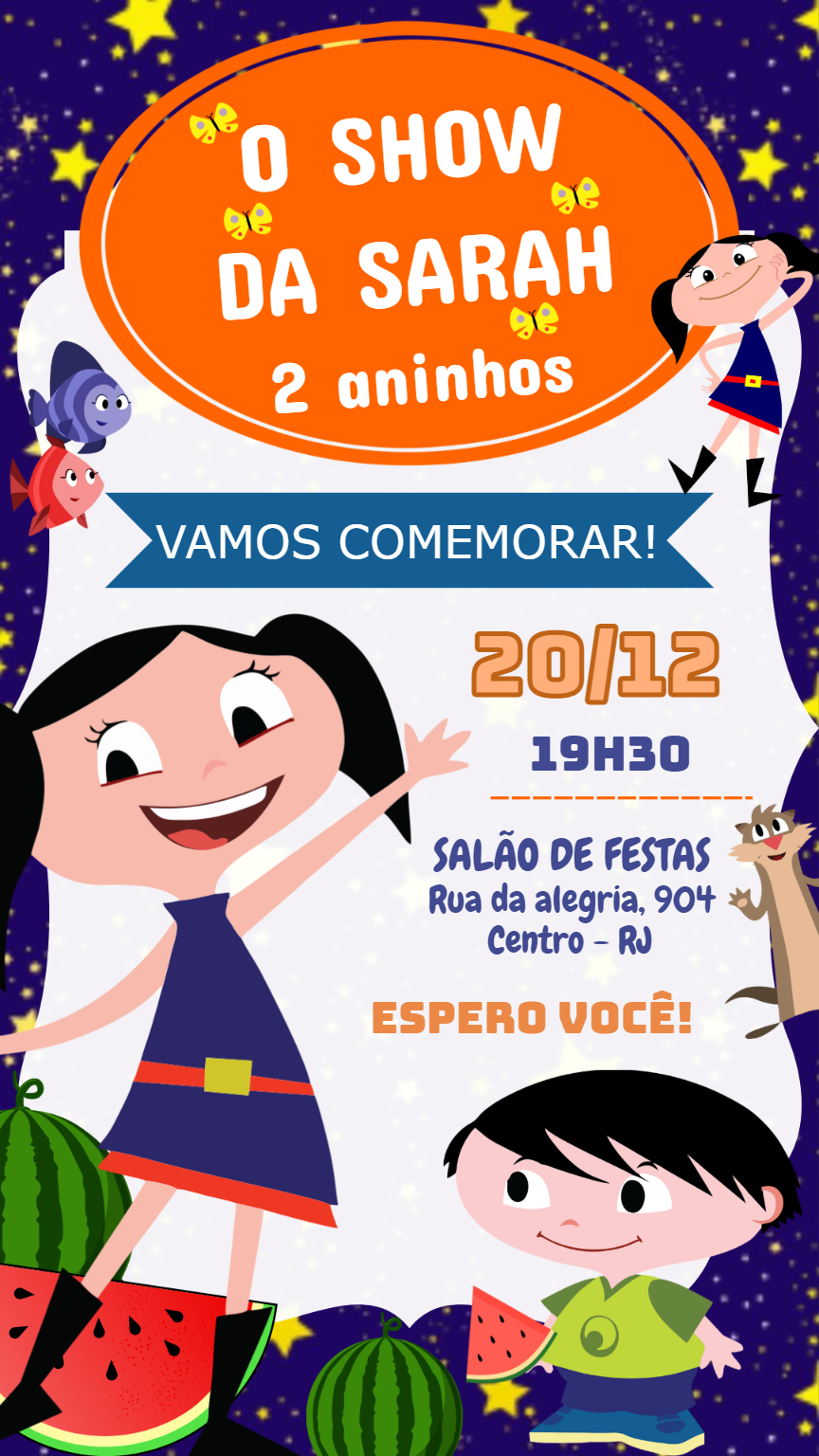 Convite de Aniversário Show da Luna para Editar Online Convite de Aniversário Show da Luna para Editar Online
