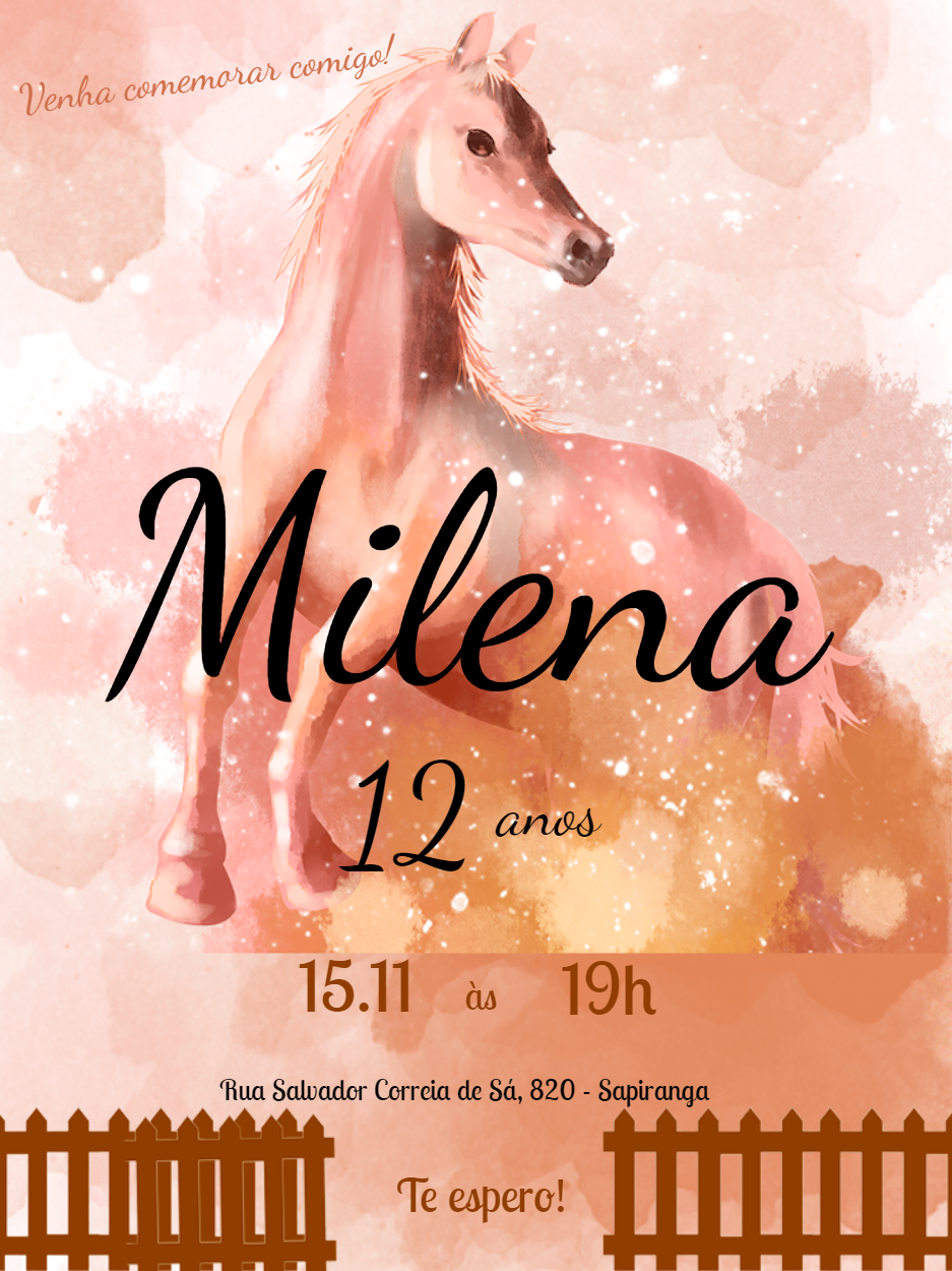Convite de Aniversário Cavalo Aquarela para Editar Online Convite de Aniversário Cavalo Aquarela para Editar Online