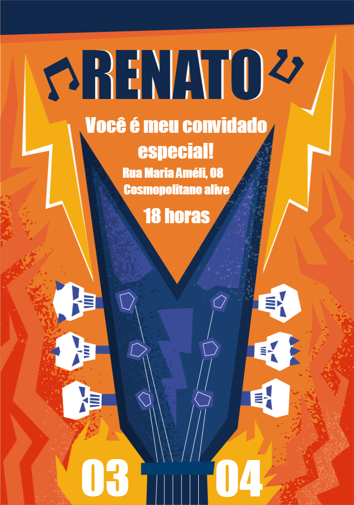 Convite de Aniversário Rock Festival para Editar Online Convite de Aniversário Rock Festival para Editar Online